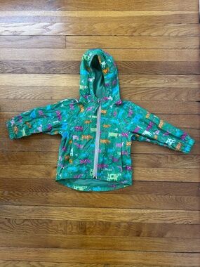 LL Bean Size 2T Green Patterned Raincoat